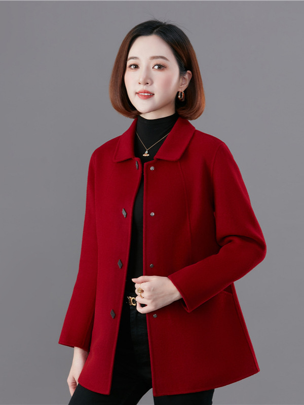 Double-Sided 100 Wool Coat Women's Short Small Foreign-style Mother High-end Suit Wool Coat PND306