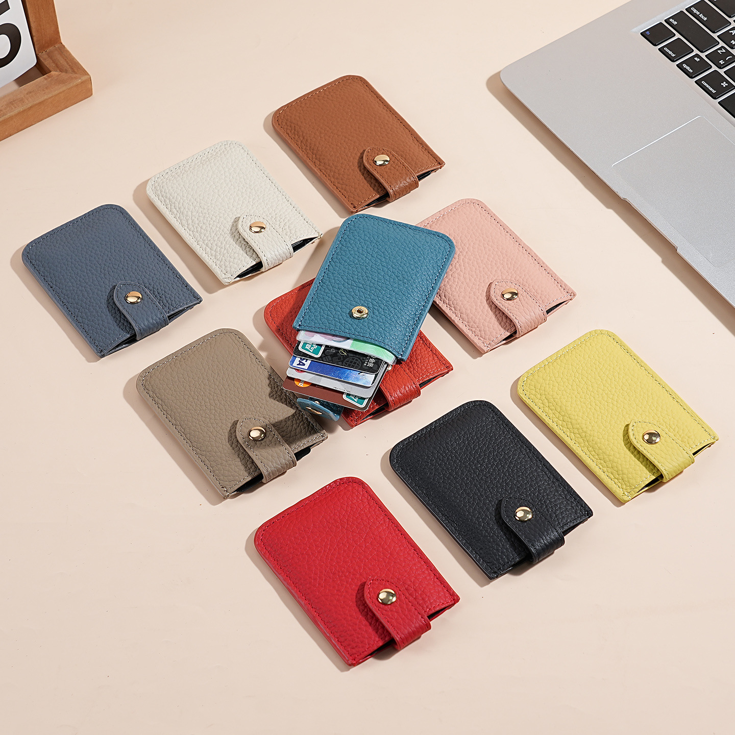 Anti-Theft Swipe Card Holder for Women, Compact Ultra-Thin Mini One-Piece Genuine Leather Card Case Wallet, Id Holder, Storage Card Clip