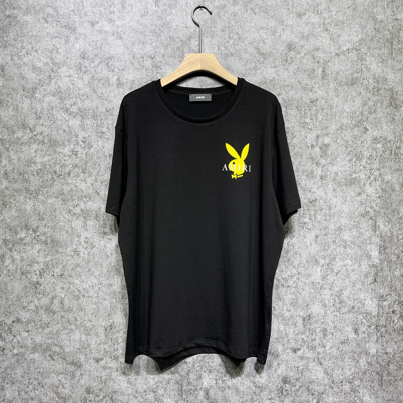 Long-Term Availability New Us Amiri 2022 Yellow Rabbit Head Beauty Casual Hip-Hop High Street Round Neck Short-Sleeved T-Shirt