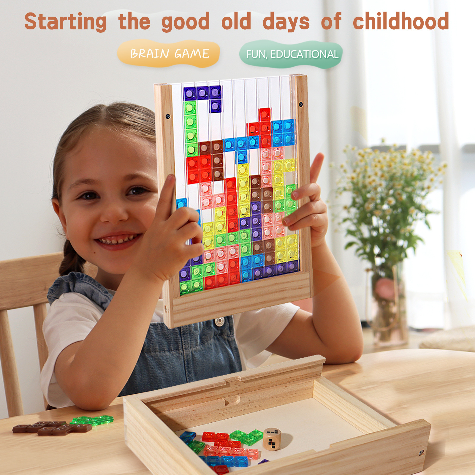 Cross-Border Tetris Acrylic Building Block Puzzle Children's Enlightenment Puzzle Early Education Hand-Eye Coordination Wooden Toy