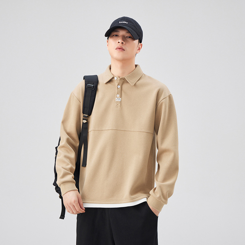 Shanggu Men's Clothing 2026 Men's Lapel Long Sleeve Polo Shirt Sweatshirt Loose Fashionable Comfortable Trendy Top for Men
