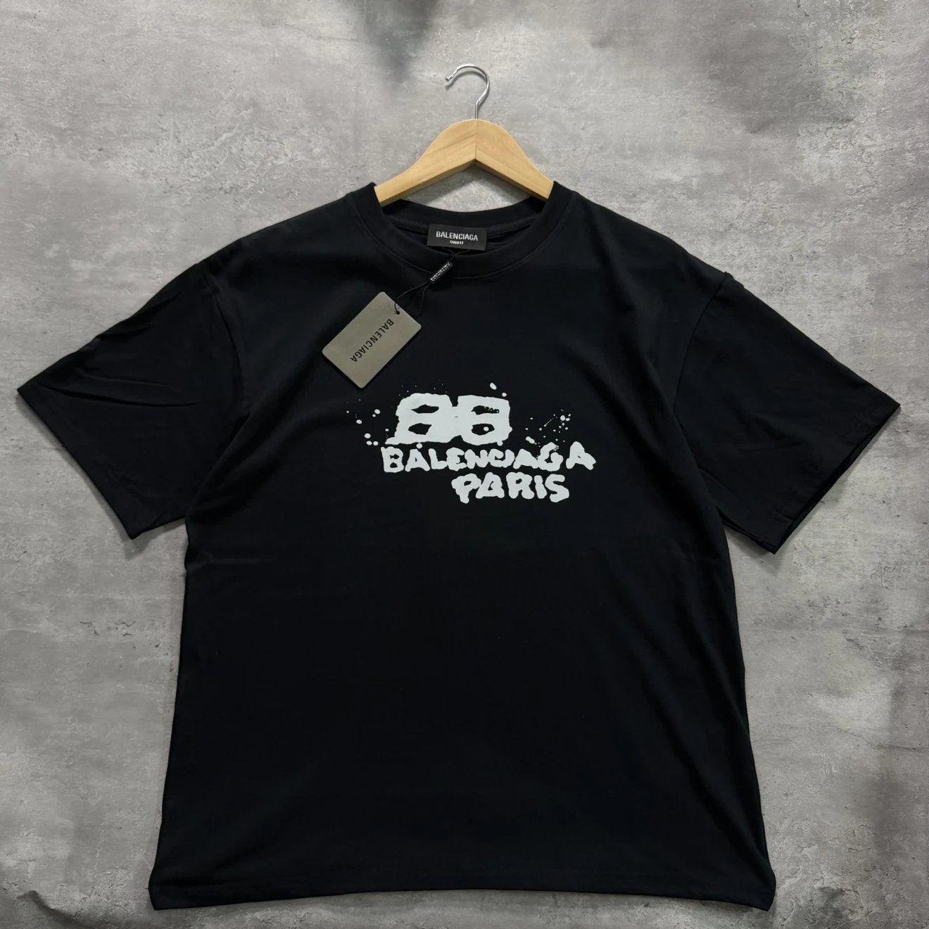 原价69💰面料升级 巴黎4家新款 200g纯棉 泼墨印花 情侣装男女同款 男士短袖t恤 特价 纯棉精梳棉 200克宽松美式运动半袖 夏季潮流 男装男款半袖休闲日系潮流女装女款女士女生t恤