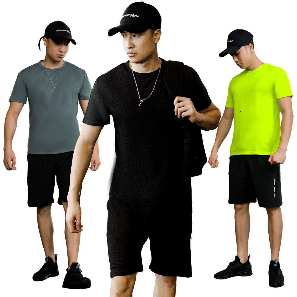 Loose Large Size Running Suit Men's Summer Mesh Breathable Fitness Clothing Training Running Sportswear Two-Piece Set