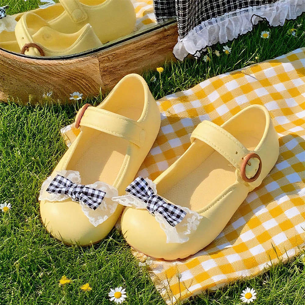 Cute Bow-Knot Casual Outdoor Wear Holiday Lo Mary Jane Sandals for Women Summer Fashion Thick-Soled Ballet Shoes