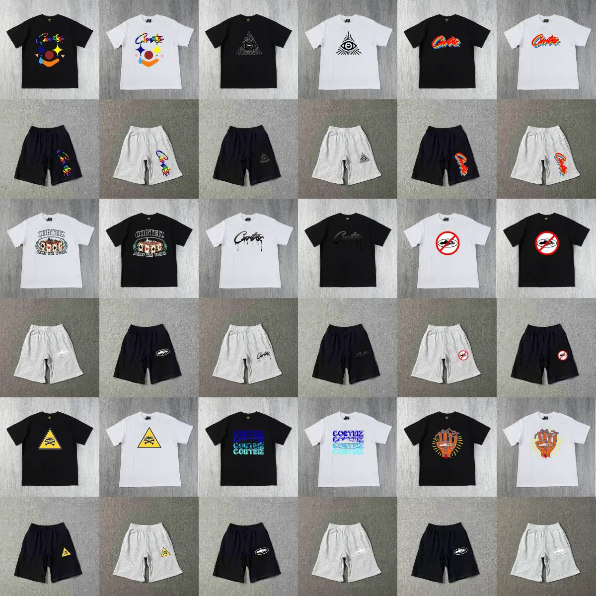 Cross-Border Short-Sleeved American Street Style European and American Hip-Hop Men's Casual T-Shirt Half-Sleeved Shorts Set