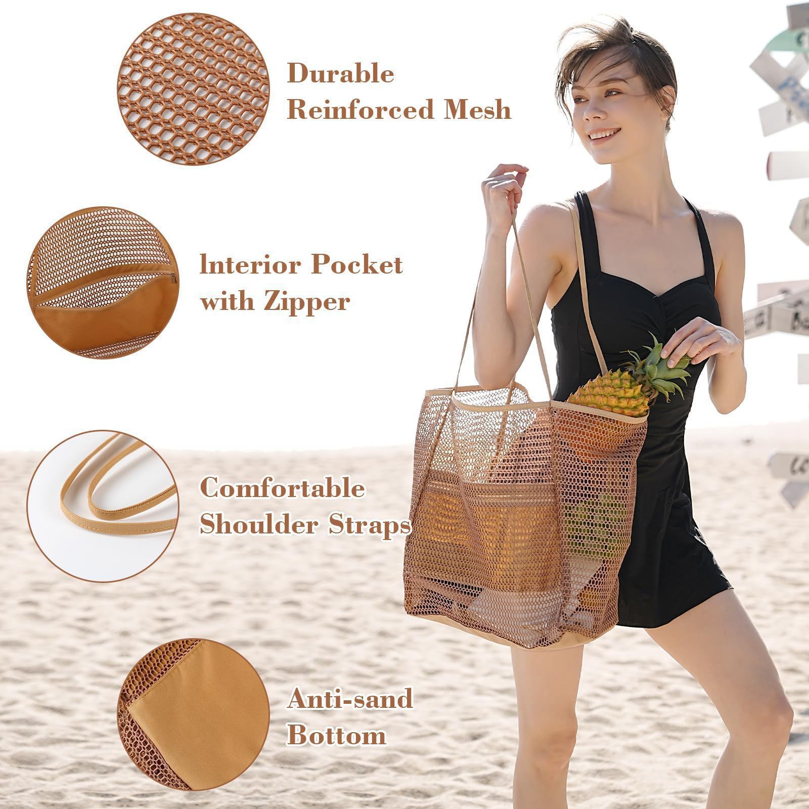 Amazon's Best-Selling Men's and Women's Swimming Beach Bag, Portable Shoulder Storage Bag, Crossbody Bag, Versatile Mesh Bag, Portable
