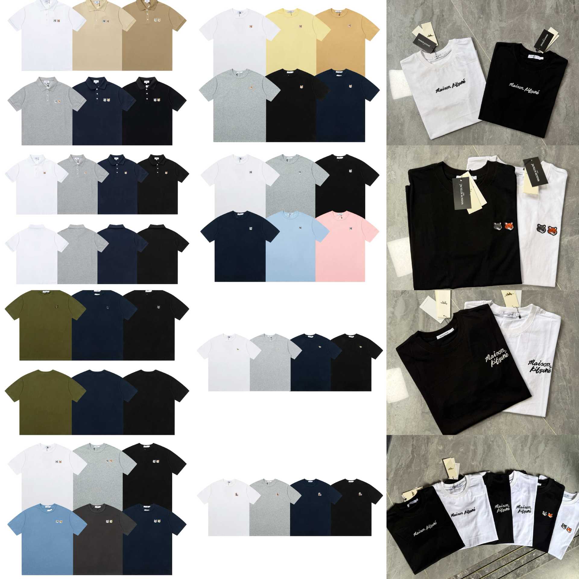 MAISON KITSUME Crewneck Short Sleeve Classic POIO Shirt Small Fox Head Embroidered Cotton T Zhao Silu Same Style