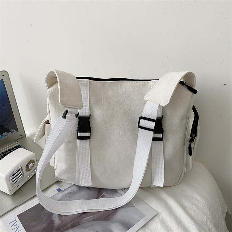 Large-Capacity Canvas Bag for Women K-Style Versatile Trendy Ins Harajuku Workwear Functional Style Crossbody Bag Student Shoulder Bag