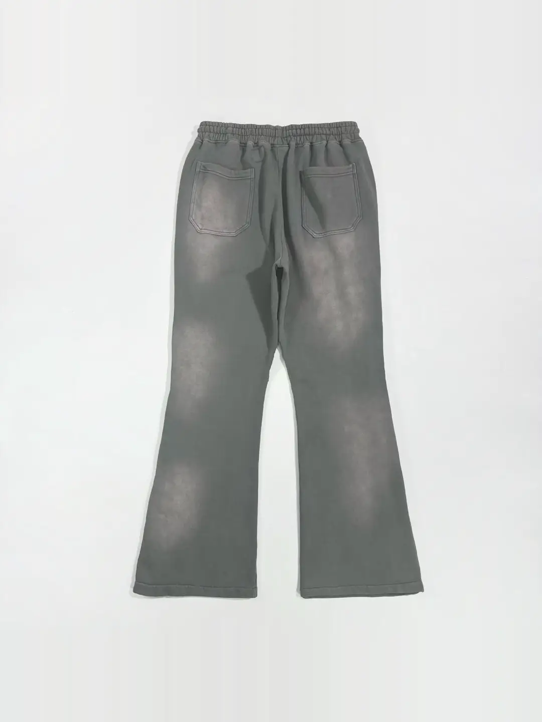 Hellstar Fashion High Street Trendy Gray Spray Color Washed Distressed Micro Flare Side Breasted Loose Sweatpants pants