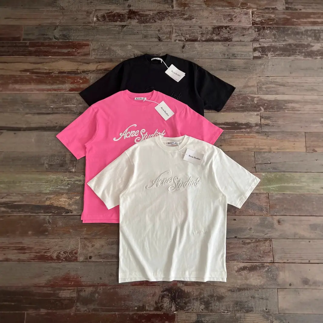 Cross-Border High Version 25 New Style 3D Embroidered Logo Casual Loose Short-Sleeved T-Shirt Round Neck Top for Men and Women