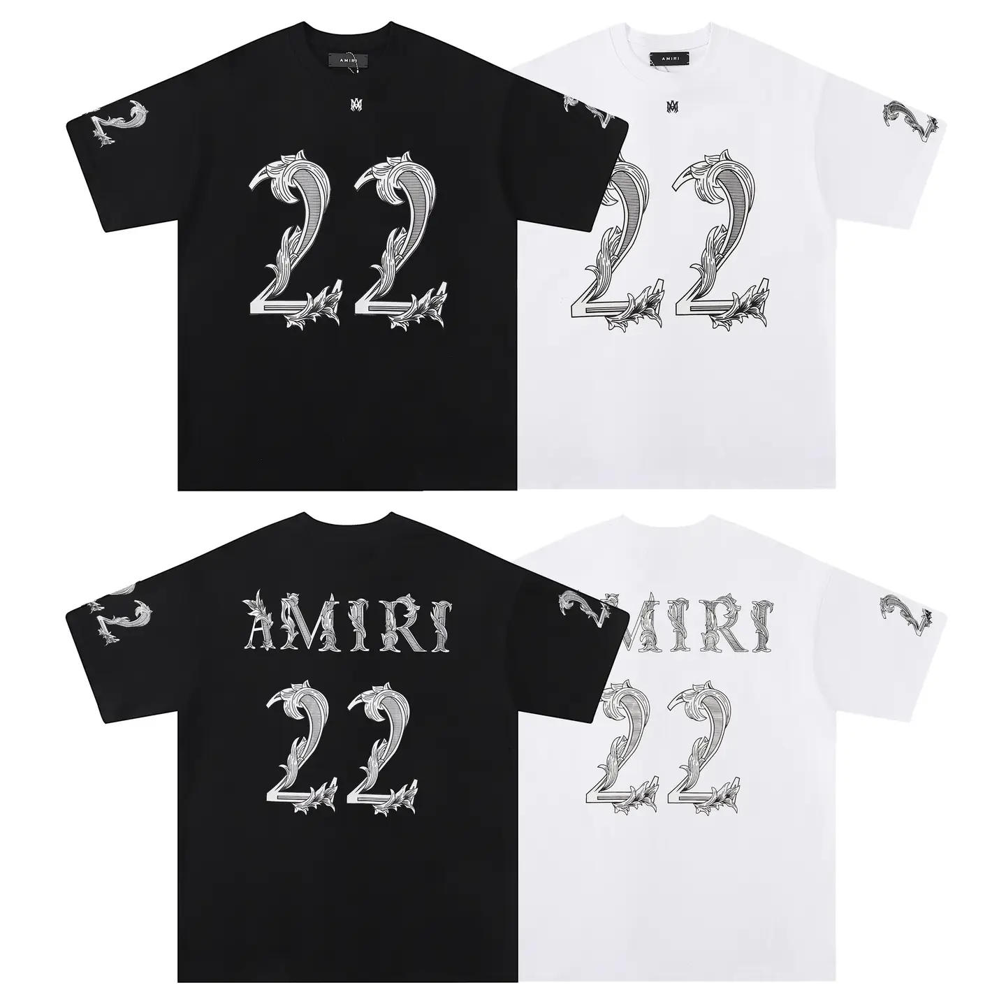 2024 summer new A @ MI before and after the creative letters logo printing short-sleeved T-shirt men and women with one batch generation