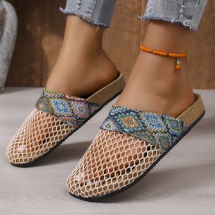 Large Size Mary Jane Mesh Breathable Closed-Toe Flat Fishnet Shoes Wholesale in Stock