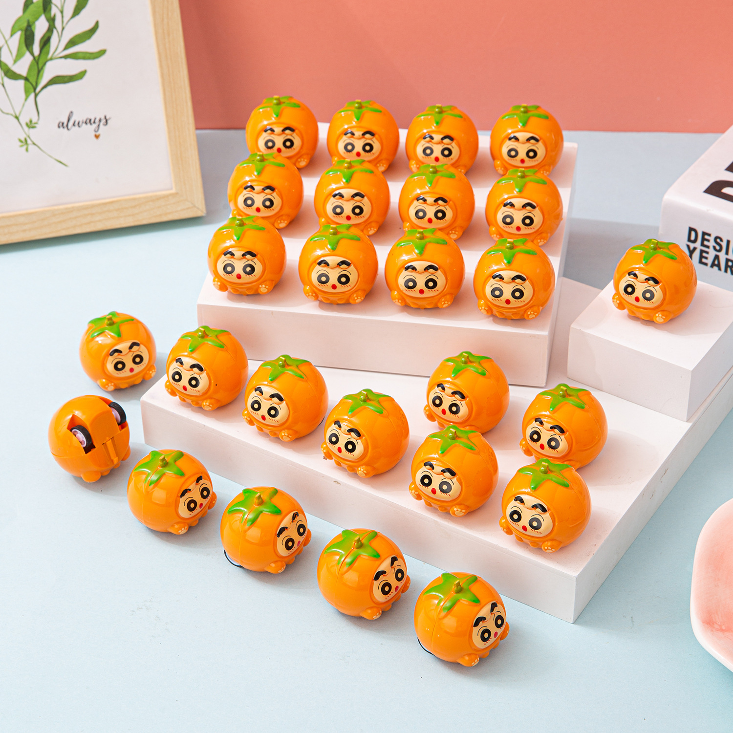 Creative Cute Fruit Expression Persimmon Huili Car Children's Toys Boys and Girls Reward Stall Night Market Wholesale