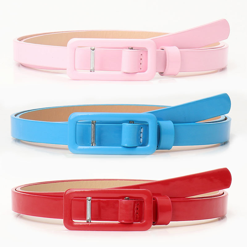 New Punch-free Patent Leather Buckle Women's Belt All-match Jeans dress Decorative Belt Candy-colored Small Belt