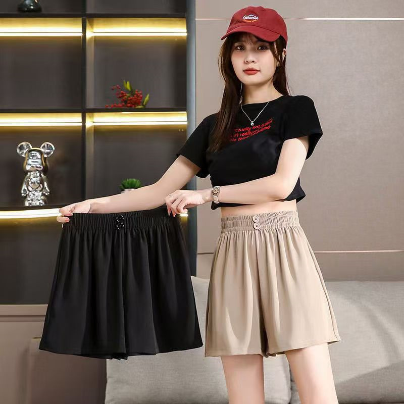 Black Elastic Shorts for Women 2025 New Spring and Summer Suit Petite A-Line Slim Outer Wear High-Waisted Hot Pants