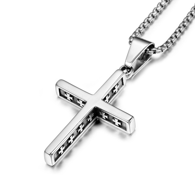 European and American style titanium steel jewelry religious necklace retro exquisite cross pendant personality accessories SP757