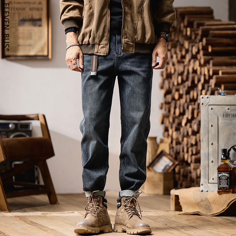 2026 New Style Loose Straight Men's Jeans Trendy Brand American Retro Washed Casual Stretch Long Pants for Men