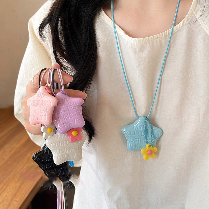 Dopamine Star Letter Flower Necklace Women's 2025 New Portable Small Mirror Clavicle Chain Fashion All-match Necklace