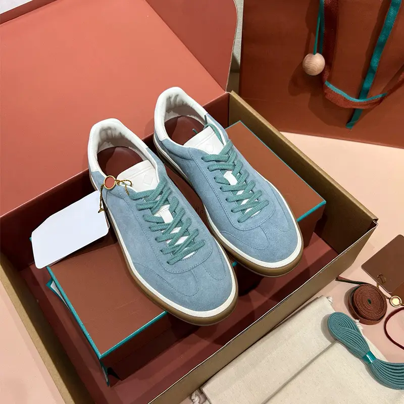 In-Stock Genuine Leather Lace-Up German Training Shoes for Men and Women, Genuine Leather Round-Toe Flat-Soled Fashionable Casual Shoes, Sports White Shoes