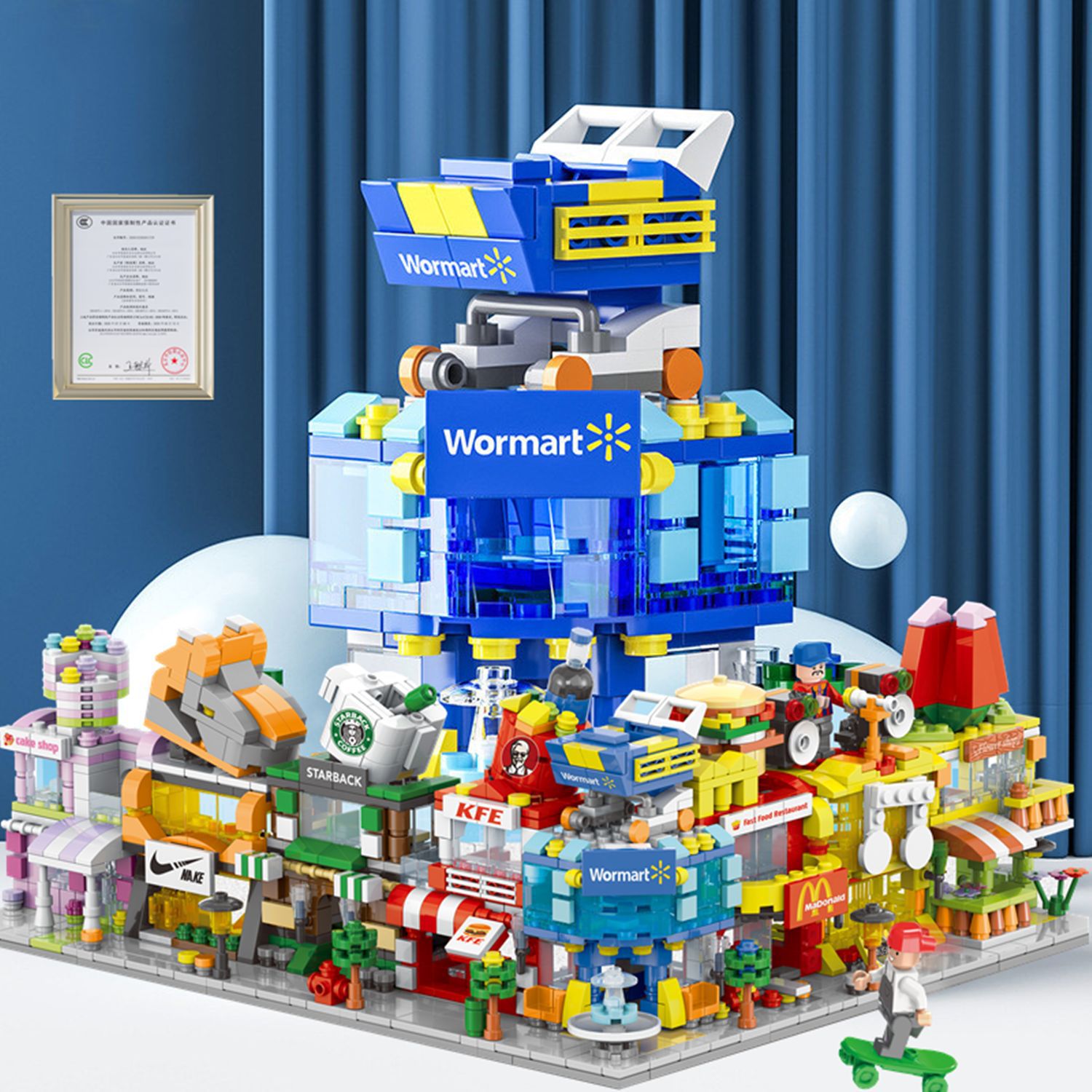 Compatible with Lego Mini Street View Series Building City Fort Assembled Stall Boys and Girls Toys Birthday Gift