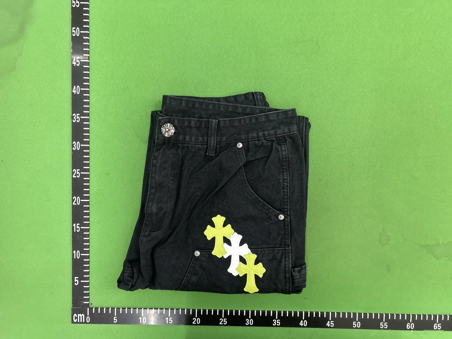 Chrome Hearts Black Denim Cross Patch Workwear Pants