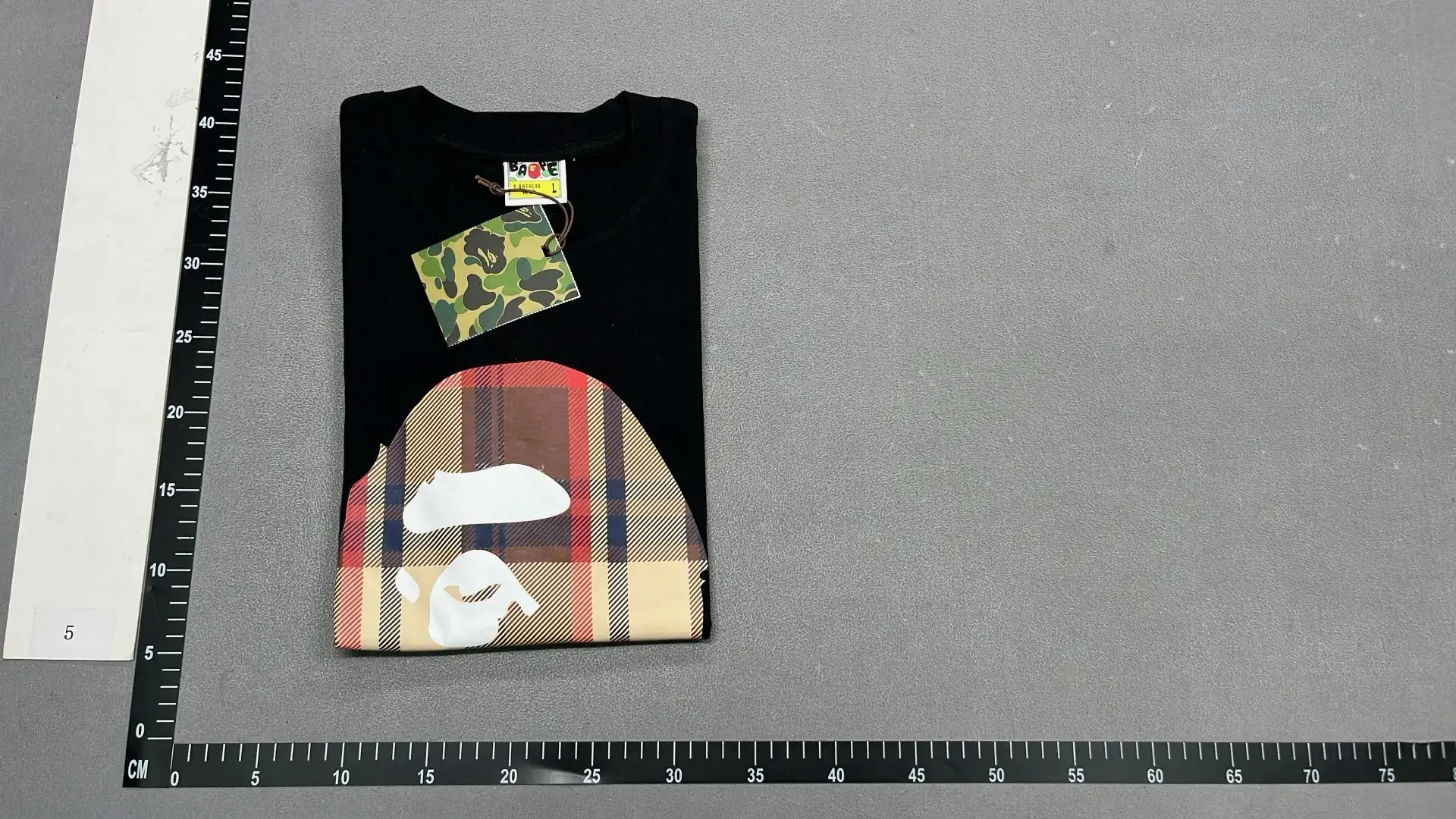 BAPE M1810-29E Black Plaid Ape Head T-Shirt