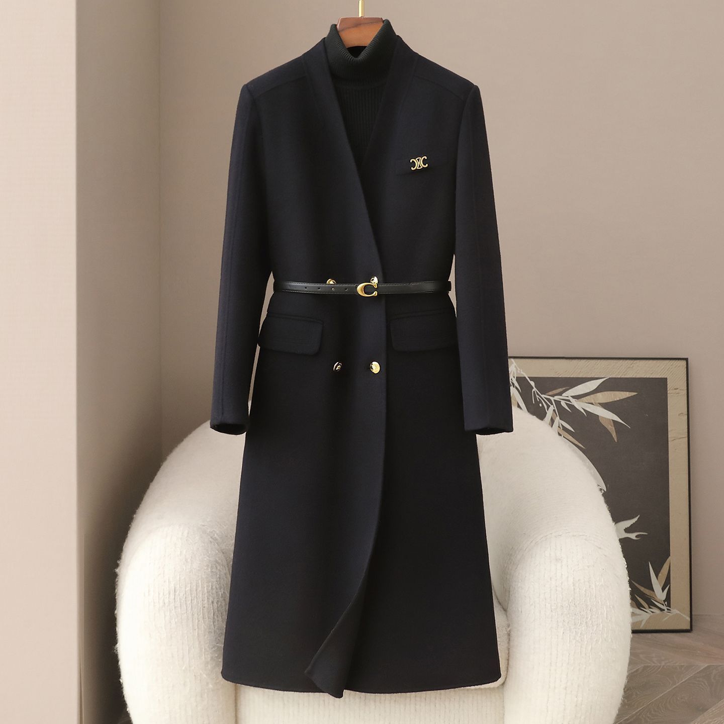 Small Quantity of Clothing: 10% Cashmere Socialite Style Double-Sided Wool Coat, 2026 Spring New Long Fashion Versatile Coat for Women