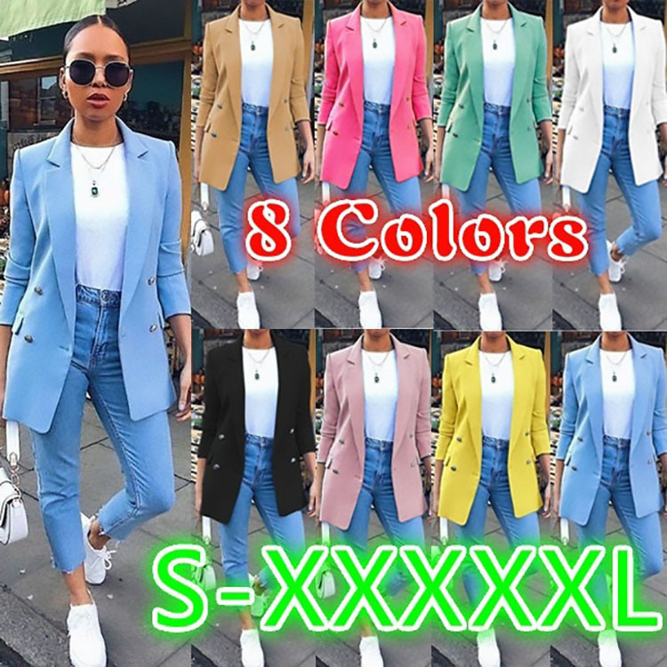 AliExpress wish Amazon 2022 European and American explosions fashion lapel cardigan long small suit coat women's clothing