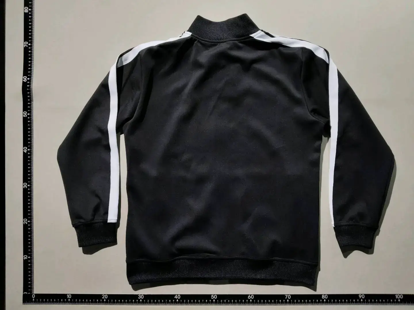 Men's Black Track Jacket with White Stripes