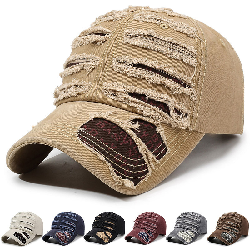Cross-Border Distressed Vintage Baseball Cap for Men, Trendy European and American Style Sunshade Cap, Outdoor Casual Fashion Versatile Sun Protection Hat