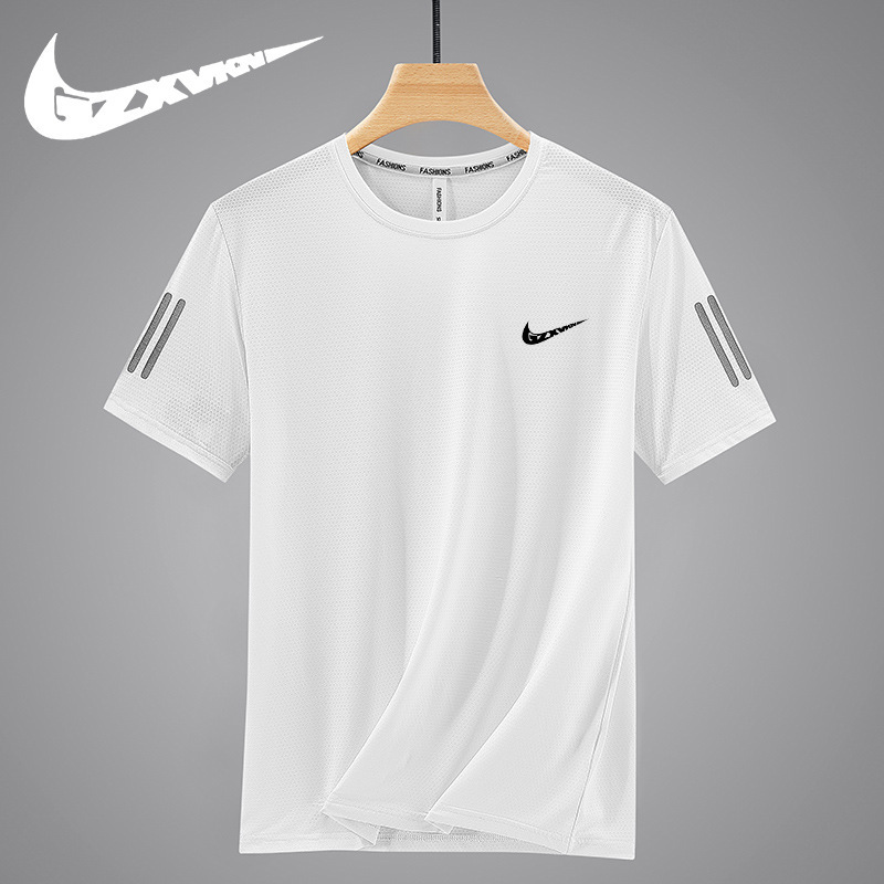 Ice Silk Quick-drying T-shirt Sports Thin T-shirt Summer Top Loose Men's Short-sleeved Men's Mature Men's Clothing