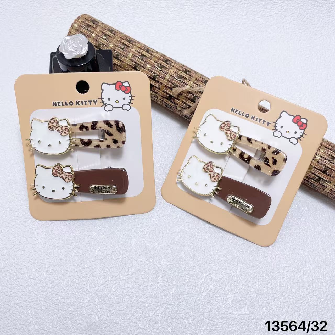 Authenticly Authorized Sanrio Hello Kitty Warm Brown Leopard Print Hair Clip Cute Side Clip 13564