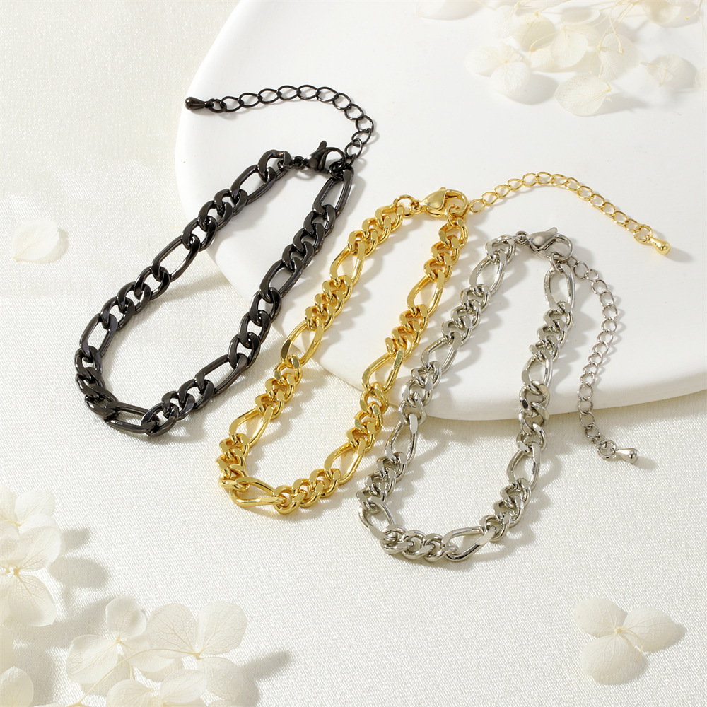 Simple Line Sense Modern Bone Sense Wild Hot Cuban Chain Figaro Bracelet Ou-pop Style Bracelet for Men and Women