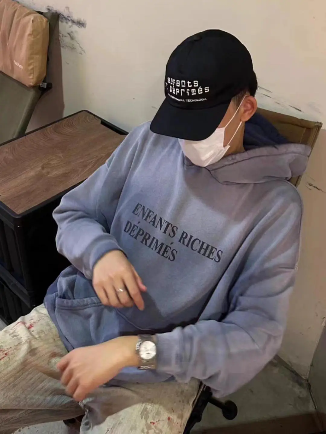 [Original] ERD Gradient Blue Rendering Sweatshirt Melancholy Rich Second Generation Spring &amp; Fall Washed Gradient Men Hoodie
