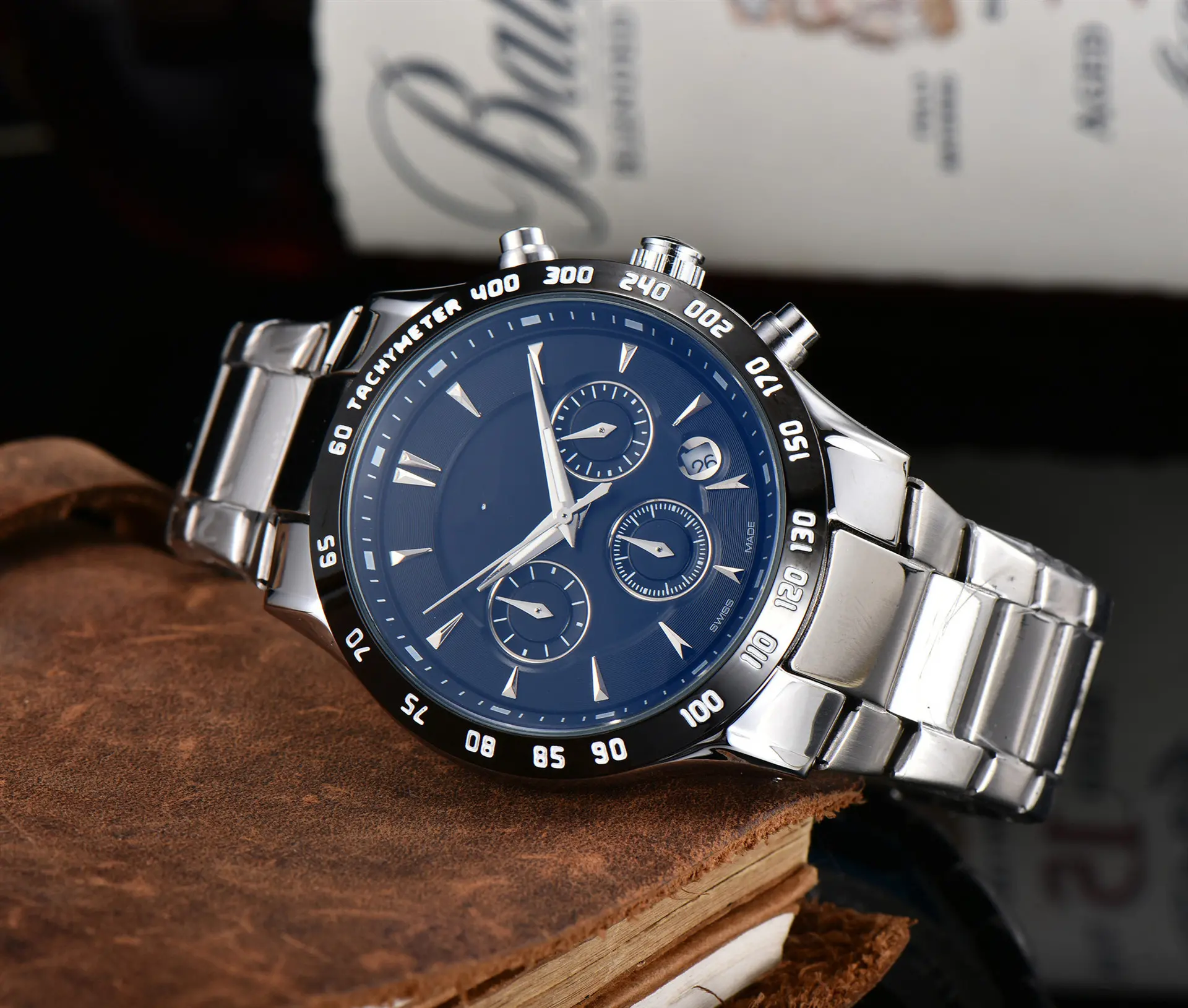 2020 foreign trade Men's stainless steel 6-pin quartz seconds run said watch manufacturers wholesale