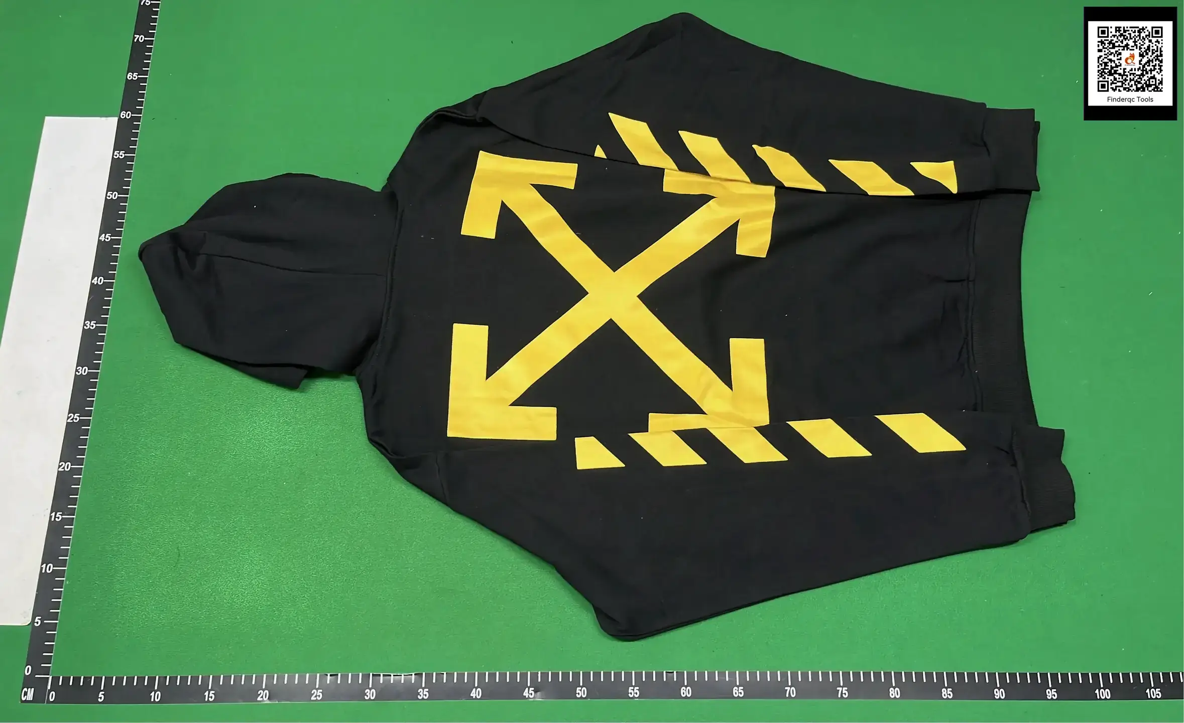 OFF Black Terry Hoodie with Yellow Arrows