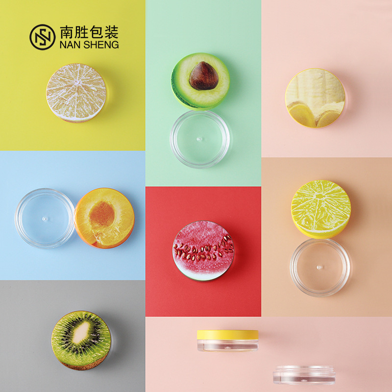Round Lip Mask Box new fruit transparent single grid eye shadow highlight bottle 6G blush repair box Cosmetics Wholesale