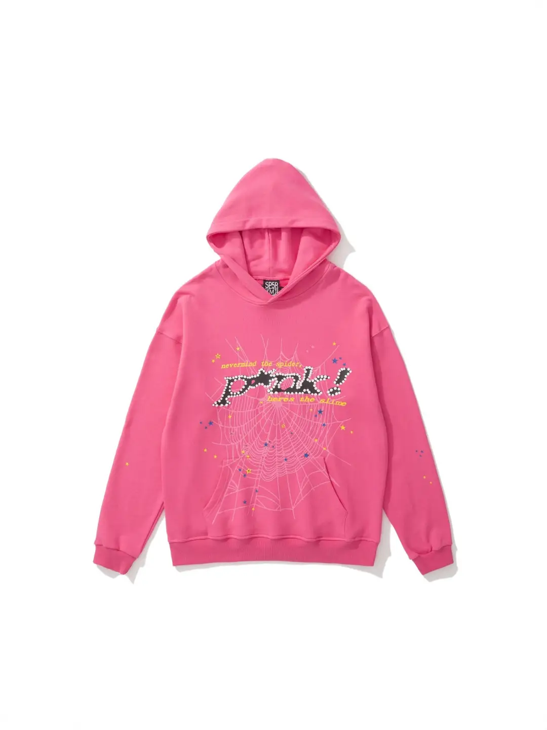 Trendy Unisex 555555 Spider Web Foam Print Hip-Hop Loose Fleece Pure Cotton Hooded Sweatshirt Top