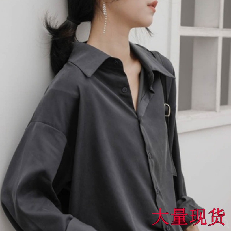 Minimalist Retro Textured Drape Shirt for Women 2026 New Loose Long-Sleeve Lazy Autumn Wear Hong Kong Style Layered Shirt