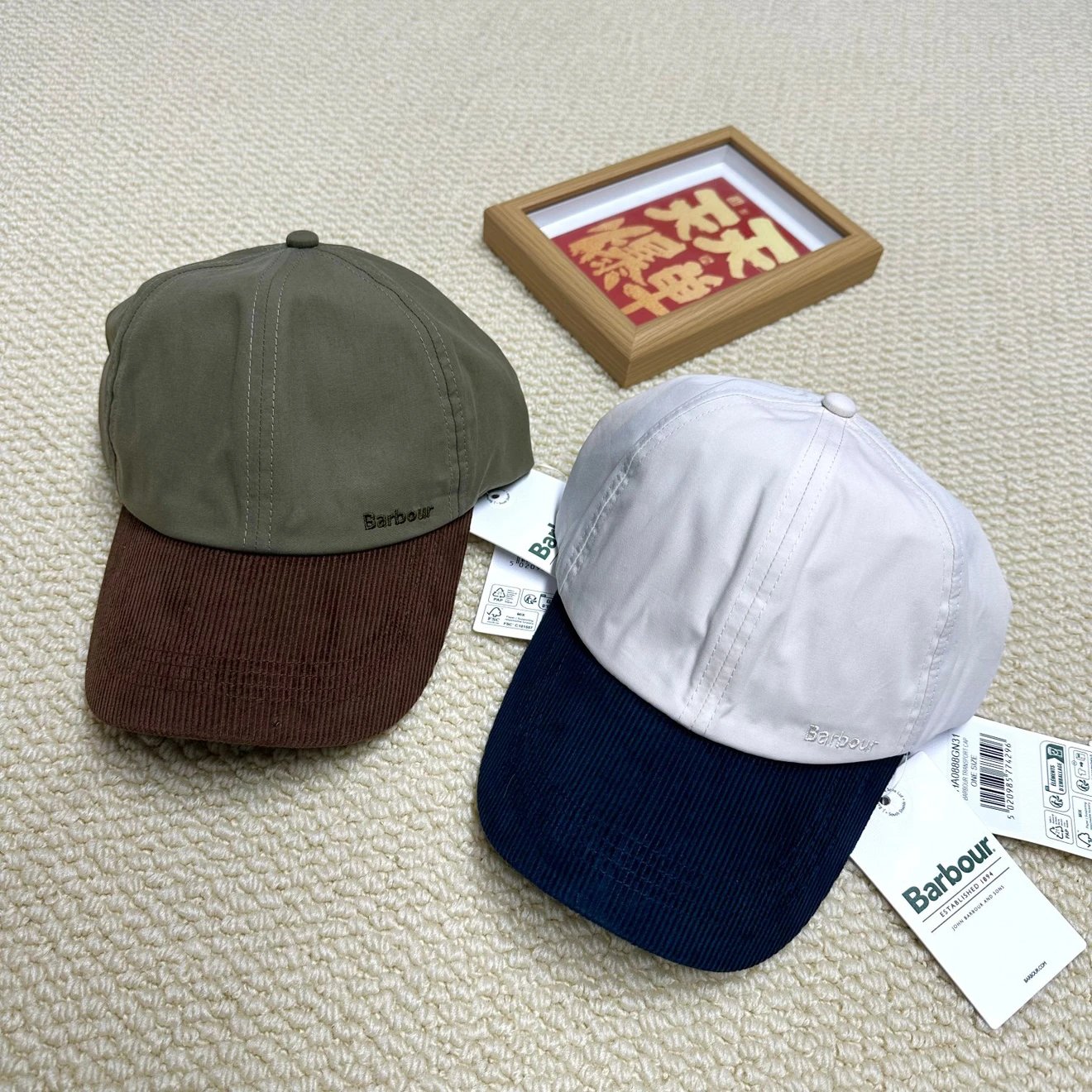 【纯原现货】Barb巴博灯芯绒拼色棒球帽英伦风男女遮阳鸭舌帽