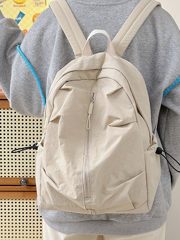Backpack American Retro Casual Versatile Harajuku Style Backpack Size Simple Travel Lightweight Solid Color Student School Bag