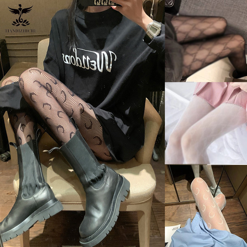 Sexy lingerie new rhinestone letter TikTok Net red jacquard mesh socks sexy fishnet socks pantyhose female Moon