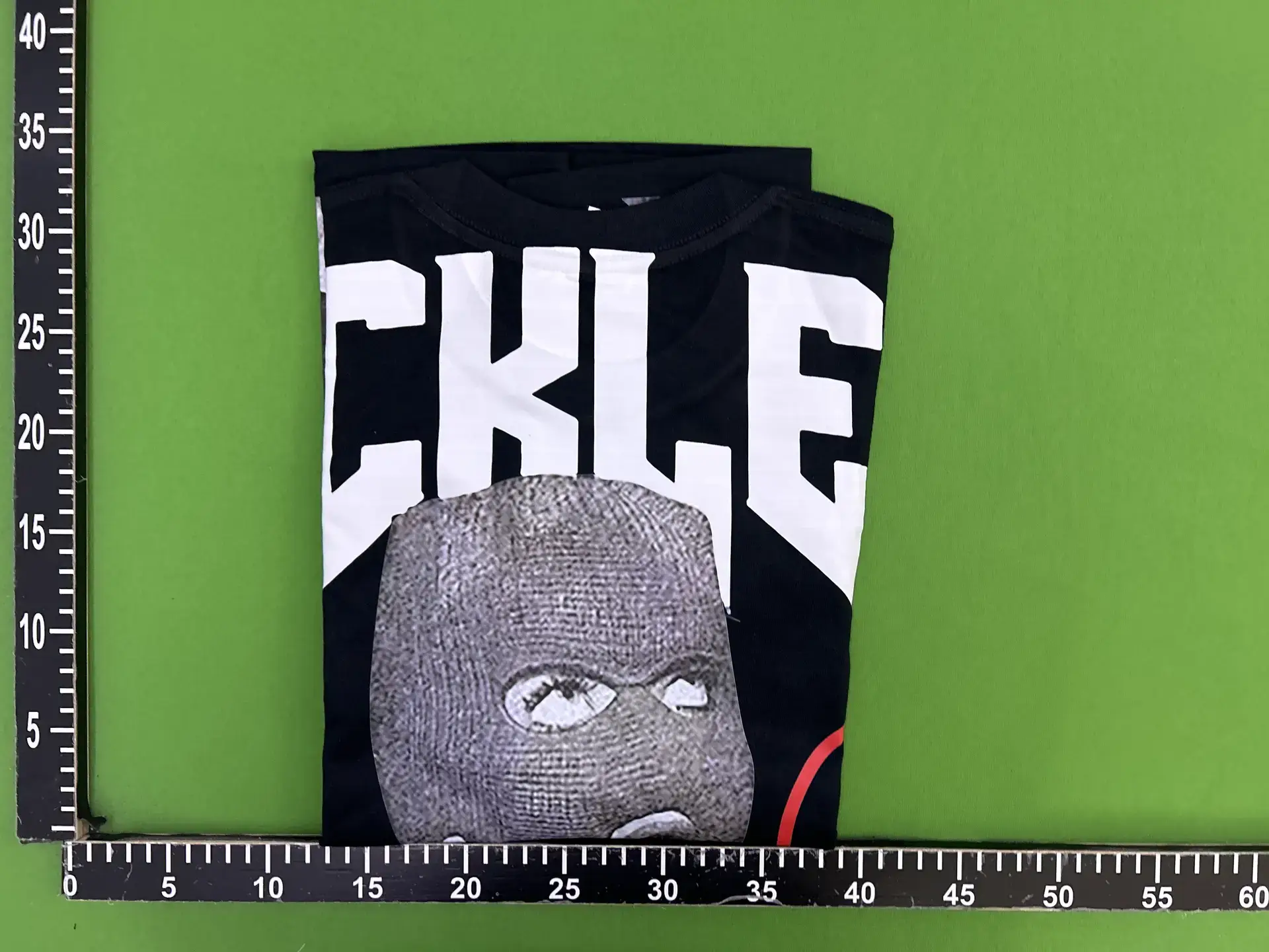 Men's Black Short-Sleeve T-Shirt with Balaclava Print