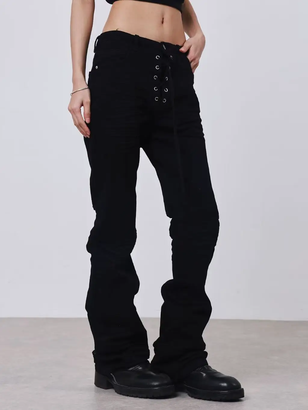 Detw 25Aw* Dark Three-Dimensional Pleated Slim Straight-Leg Basic Slightly Stretchy Design High-End Visual Black Jeans