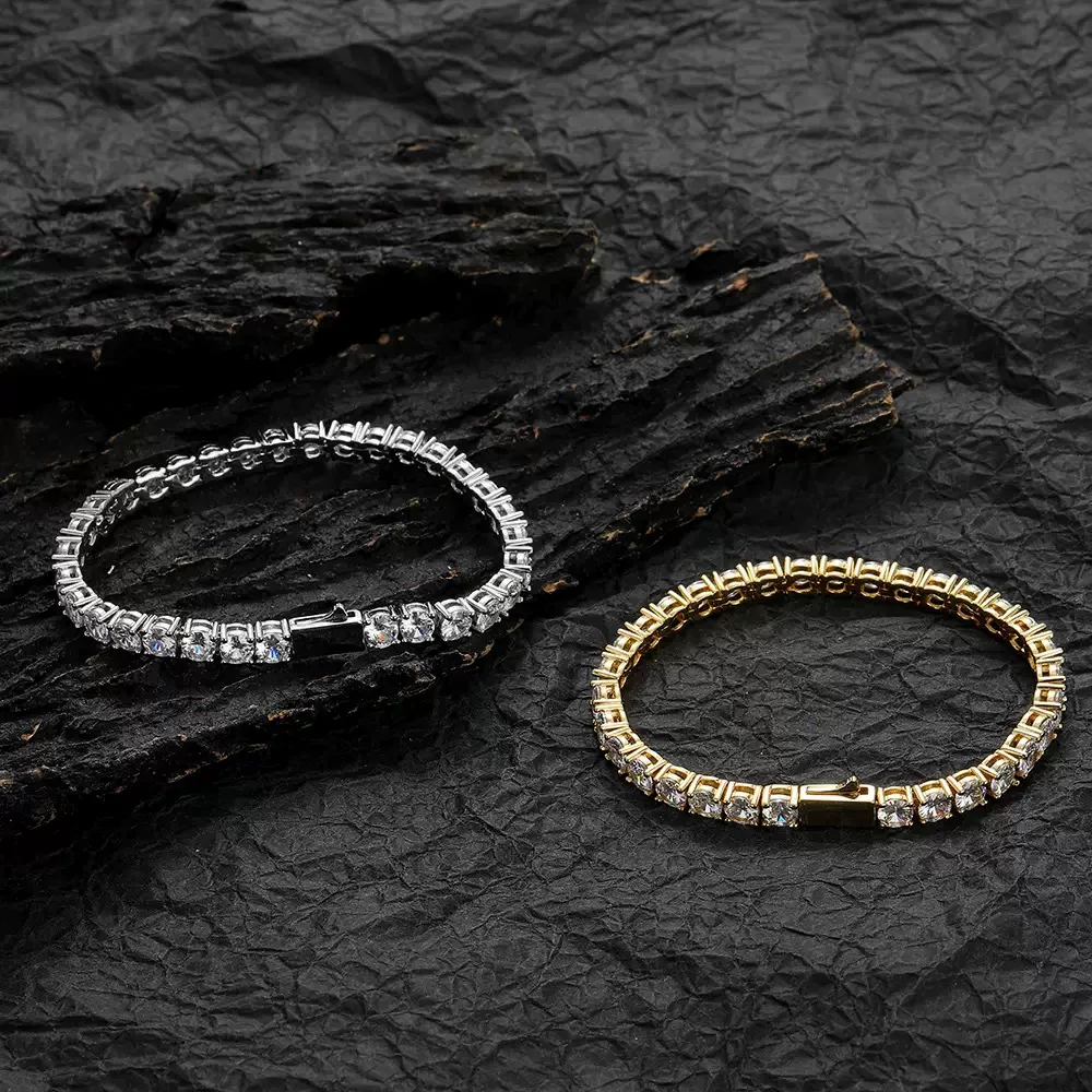 MST BLING popular lead-free round zircon tennis bracelet in Europe and America, single row full diamond tennis chain, new explosive product