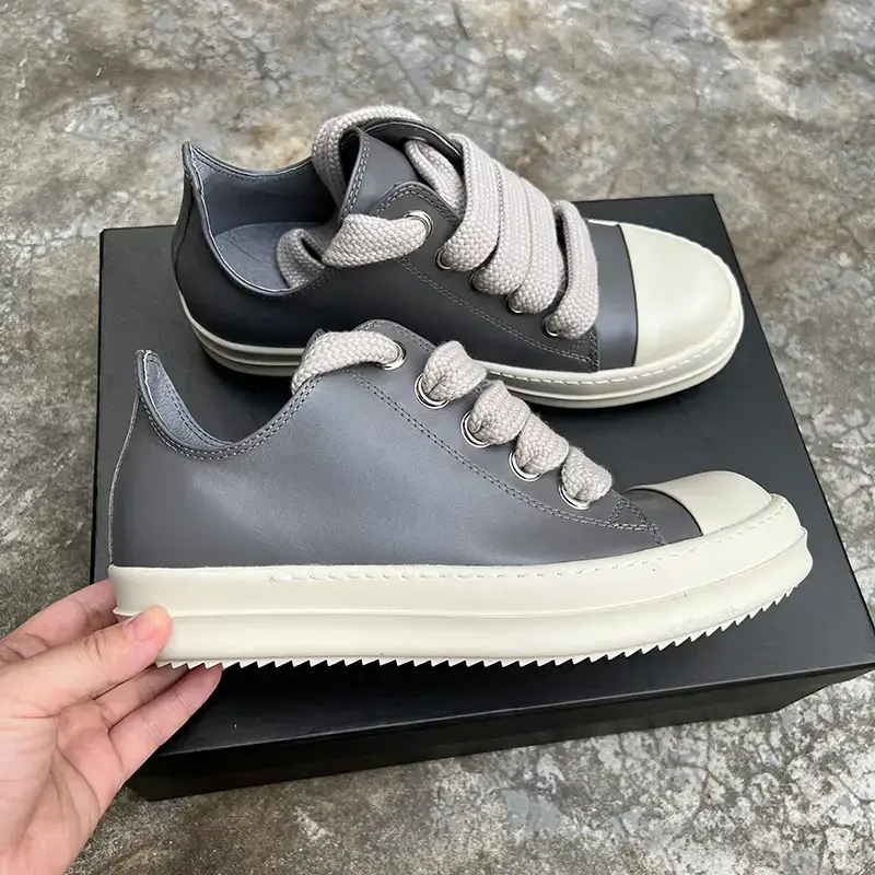 Round Owens Shoes Men's Thick Shoelaces Low Ankle New arrival Pure Genuine Leather Heightening Thick Sole Niche style Casual Sneakers Ro Trend