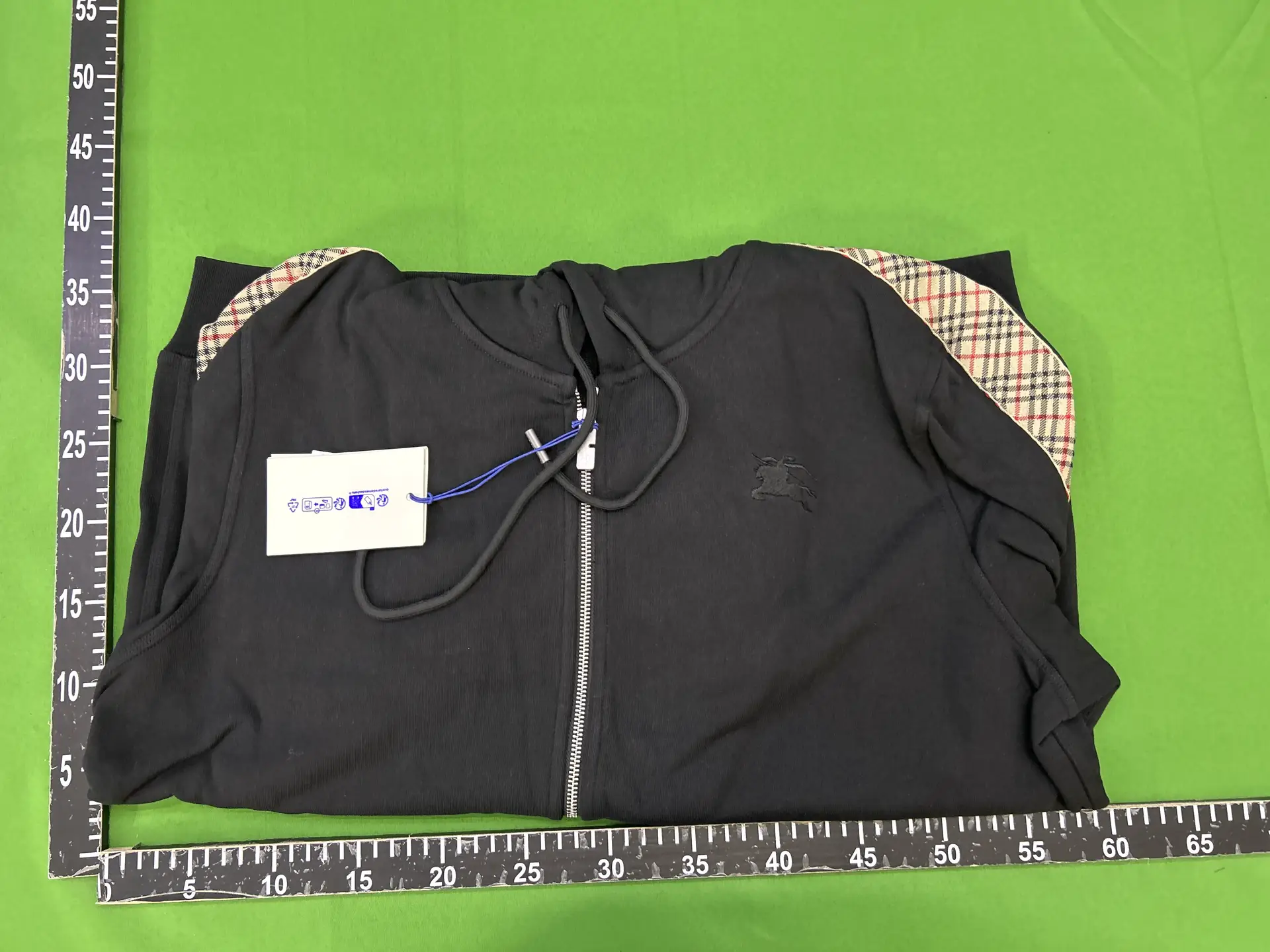 Burberry Double sleeve plaid woven hooded sweatshirt