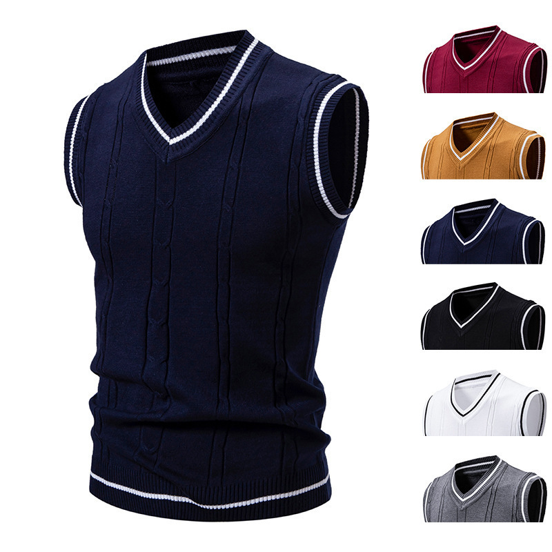 Xing Shang Cross-Border 2026 Autumn/Winter New Men's Fashion Trendy Vest Sweater Knitwear Factory Wholesale