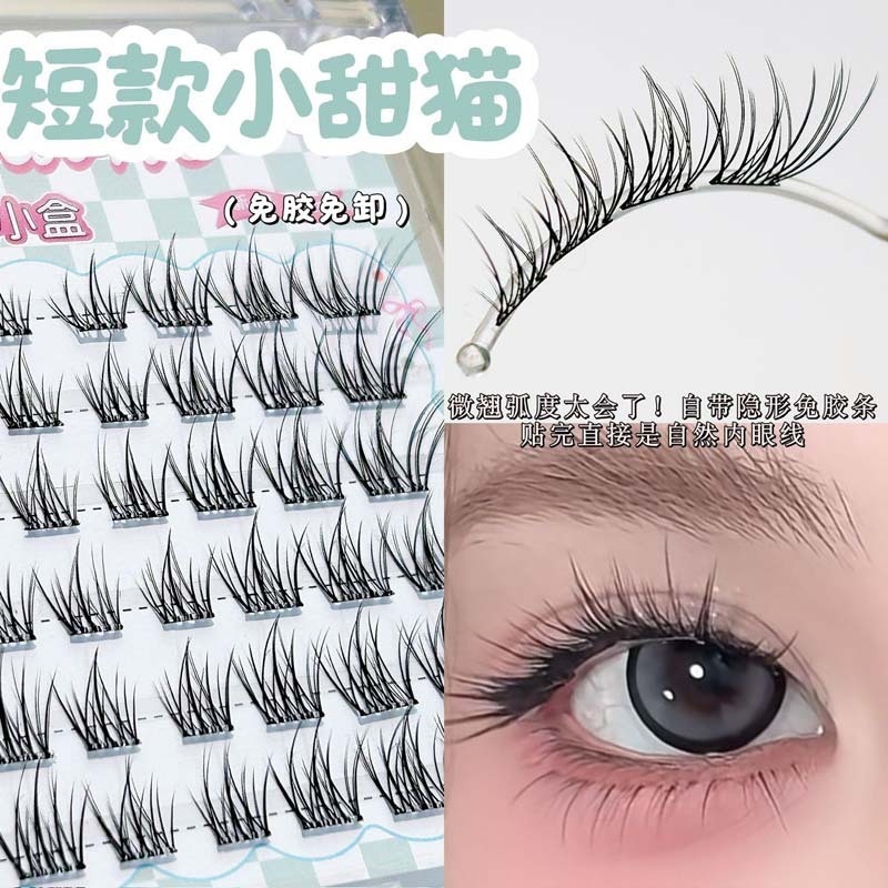 Mini Box of Glue-Free Sweet Cat False Eyelashes, Natural and Dynamic, Photogenic, Light Fox Style, Pure Desire Grafting-Like False Eyelashes