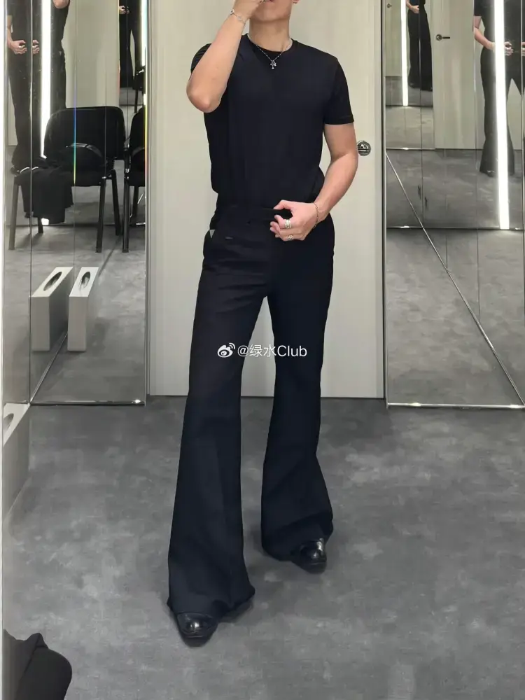 Elegant streamlined flared pants wool flared pants